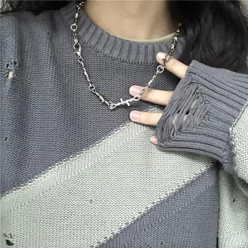 Silver Barbed Wire Gothic Necklace/Bracelet Jewerly