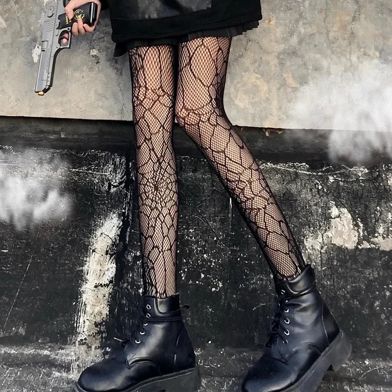 Kawaii Gothic Hollow Out Lolita Fishnets