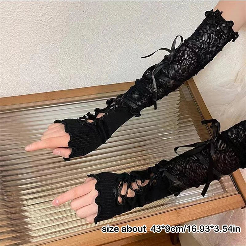 Lace-Up Mesh Arm Warmers