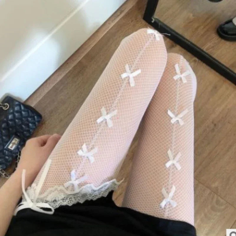 Kawaii Gothic Hollow Out Lolita Fishnets