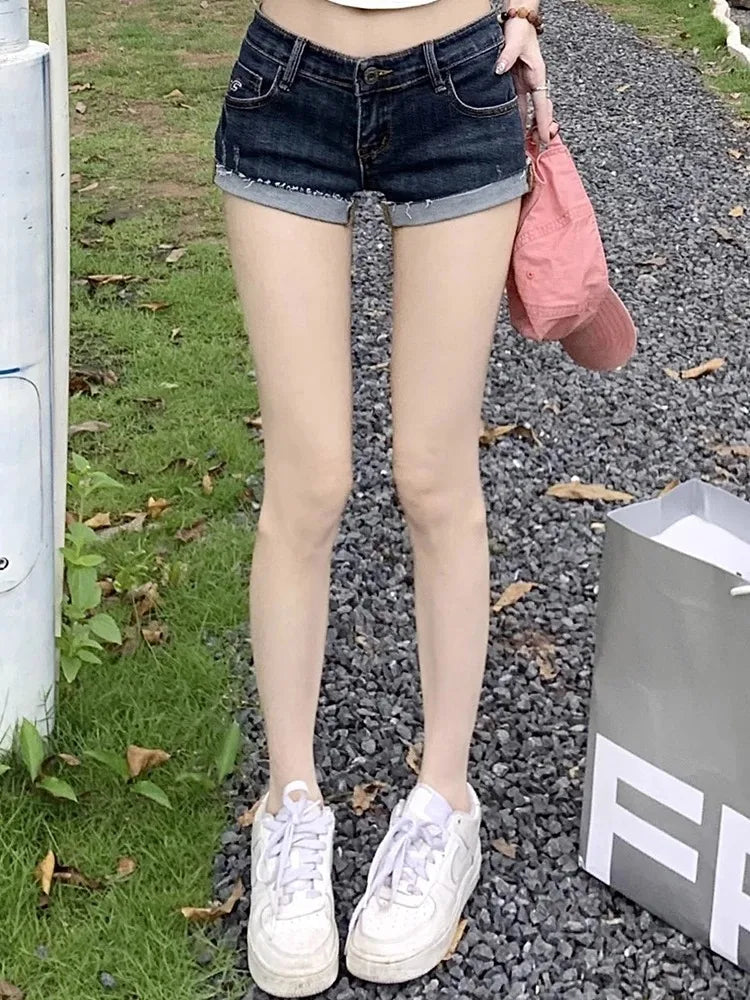 Y2K Low-Waist Blue Denim Shorts