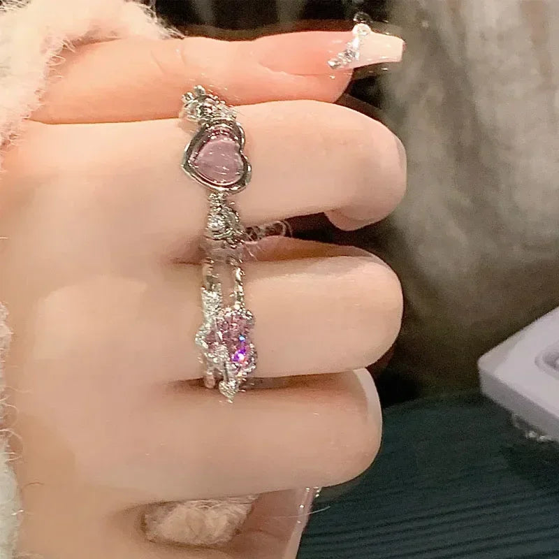 Adjustable Crystal Rings Y2K