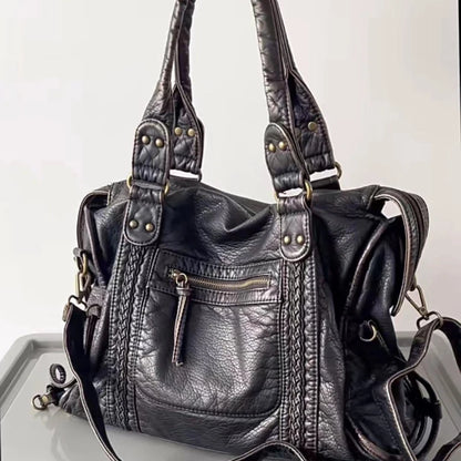 Women's Vintage Washed Leather One-Shoulder Bag