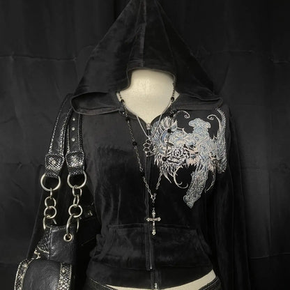 Women's Angel Pattern Printed Gothic Streetwear Hoodie