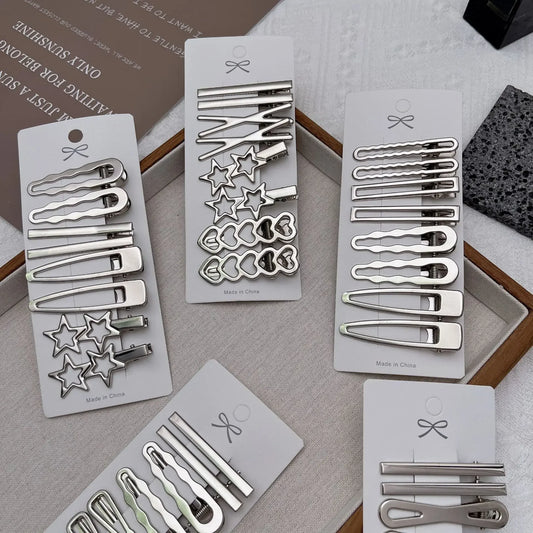 Women Sliver Metal Hair Clips Y2K